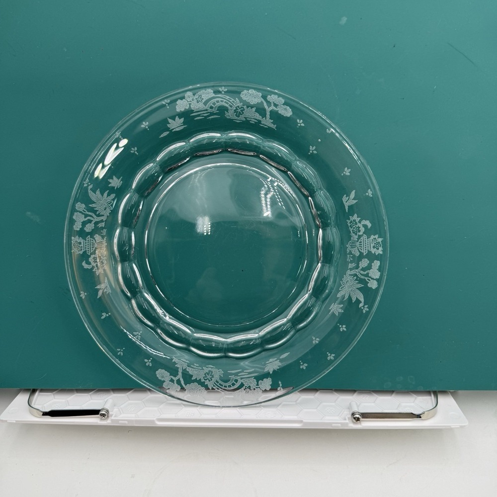 Fostoria 'Willow' Clear Etched Glass‎ Luncheon Salad Plates - 7.5"  VGC